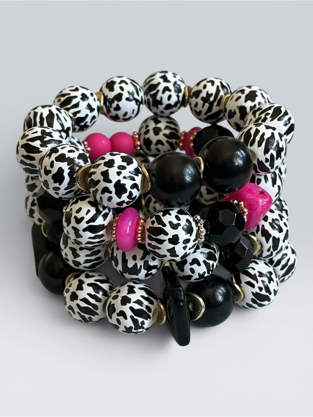 Saturday Stack it, Style It, Slay it Animal Print Statement Bracelet Set - Picture 2 of 6